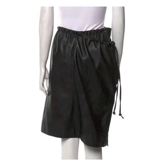 Stella McCartney Brynn Gathered Asymmetrical Black Faux Leather Skirt Sz US 0 (H - Picture 5 of 8